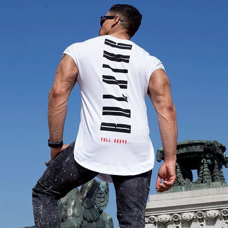 Мужская хлопковая футболка новинка 2018 для спортзала фитнеса бодибилдинга