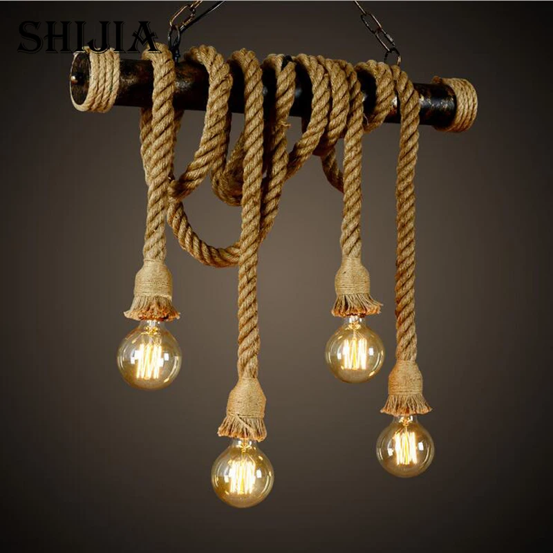 Retro Vintage Hemp Rope Pendant Light Loft Creative Resturant Store Hanging Rope Lamparas With Edison Bulb American Style
Retro Vintage Hemp Rope Pendant Light Loft Creative Resturant Store Hanging Rope Lamparas With Edison Bulb American Style