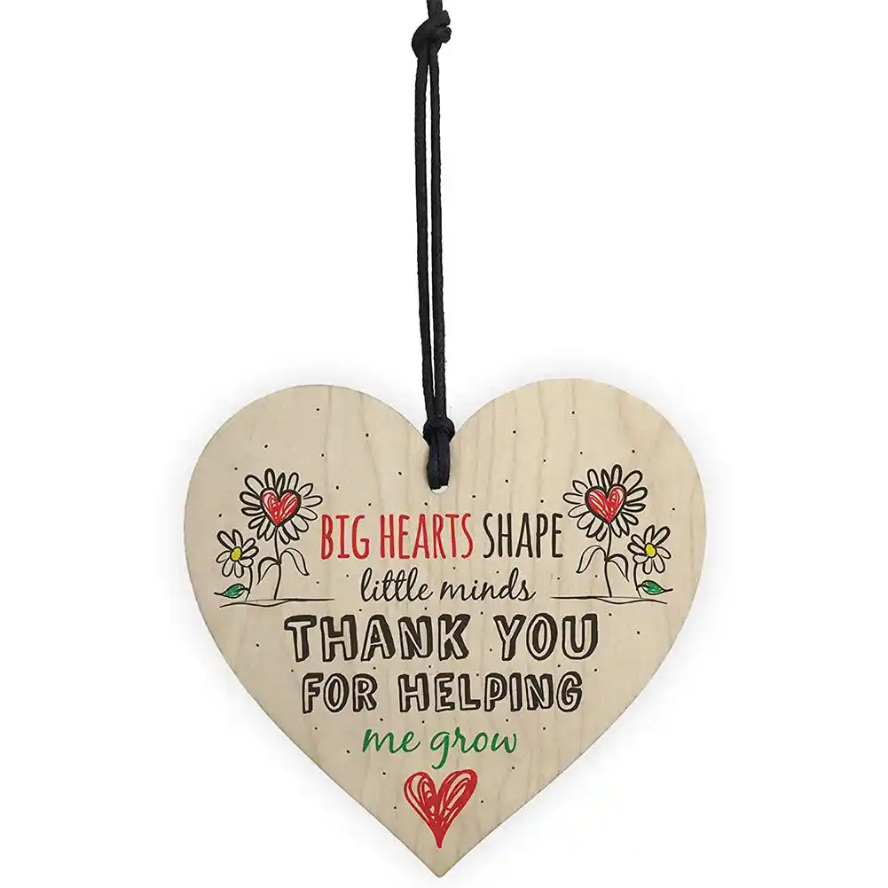 heart shape printing wooden hanging plaque teachers day thank
