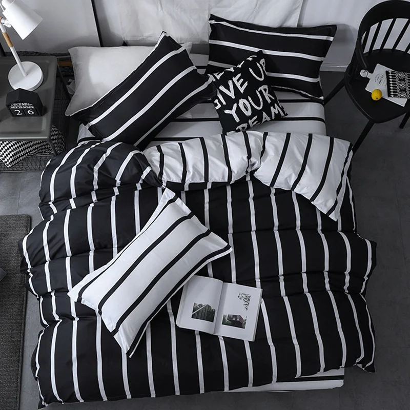 3/4pcs King Queen Size Home Textile Brief Nordic Bedding Set Men Women Bed Linen Black White Stripe Duvet Cover Pillowcase Sheet
3/4pcs King Queen Size Home Textile Brief Nordic Bedding Set Men Women Bed Linen Black White Stripe Duvet Cover Pillowcase Sheet