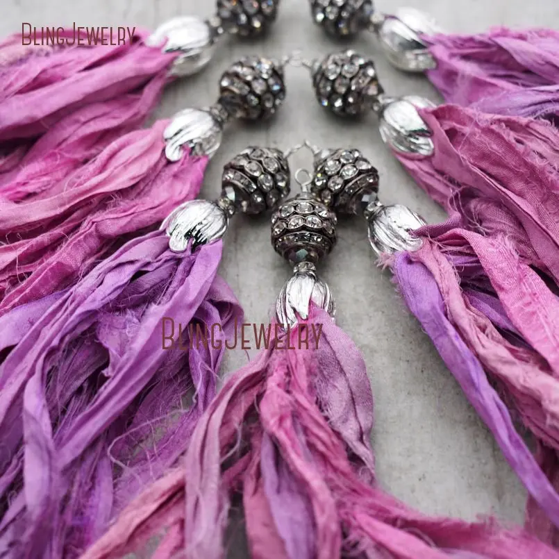 Cerise Pink Sari Silk Tassel Pendant Antique Silver and Big Crystal Ball Accent PM8963
Cerise Pink Sari Silk Tassel Pendant Antique Silver and Big Crystal Ball Accent PM8963