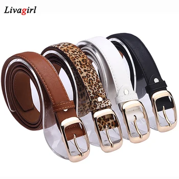 New 2019 Fashion Women Belt Cinturones Mujer Ladies Faux Leather Gold Pin Metal Buckle Straps Girls Fashion Accessories Ceinture