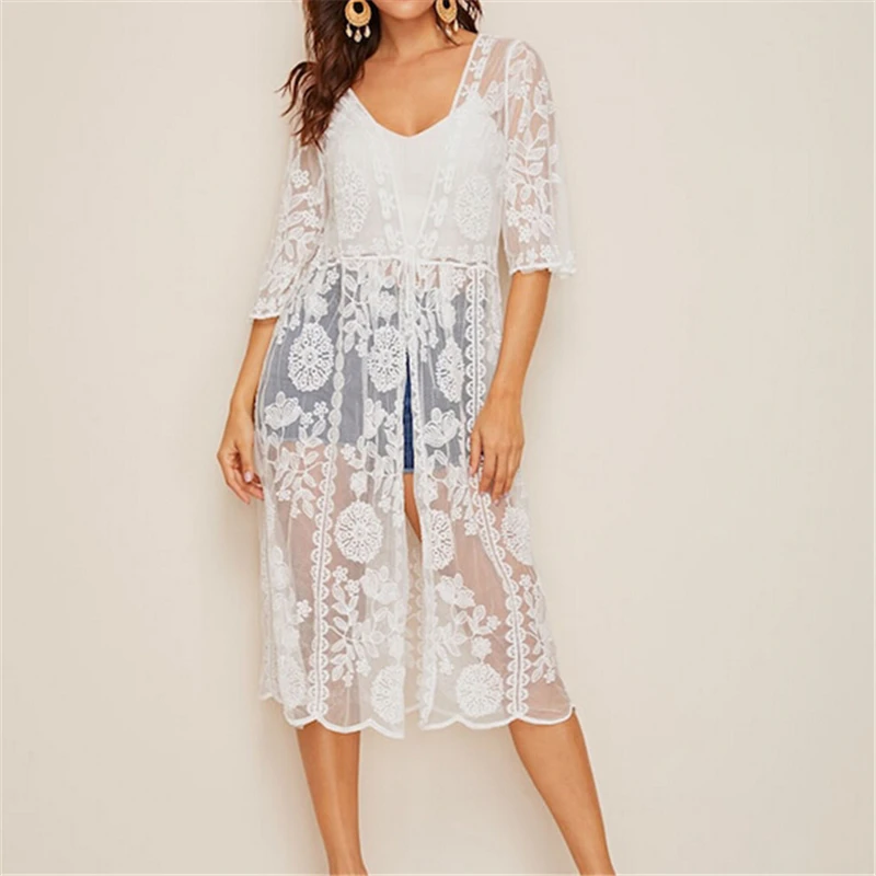 Summer Women Dress Fashion Loose Kimono Half Sleeve Dress See Through Lace Beach Ladies Dresses Sundress Women Cardigan Dresses
Summer Women Dress Fashion Loose Kimono Half Sleeve Dress See Through Lace Beach Ladies Dresses Sundress Women Cardigan Dresses