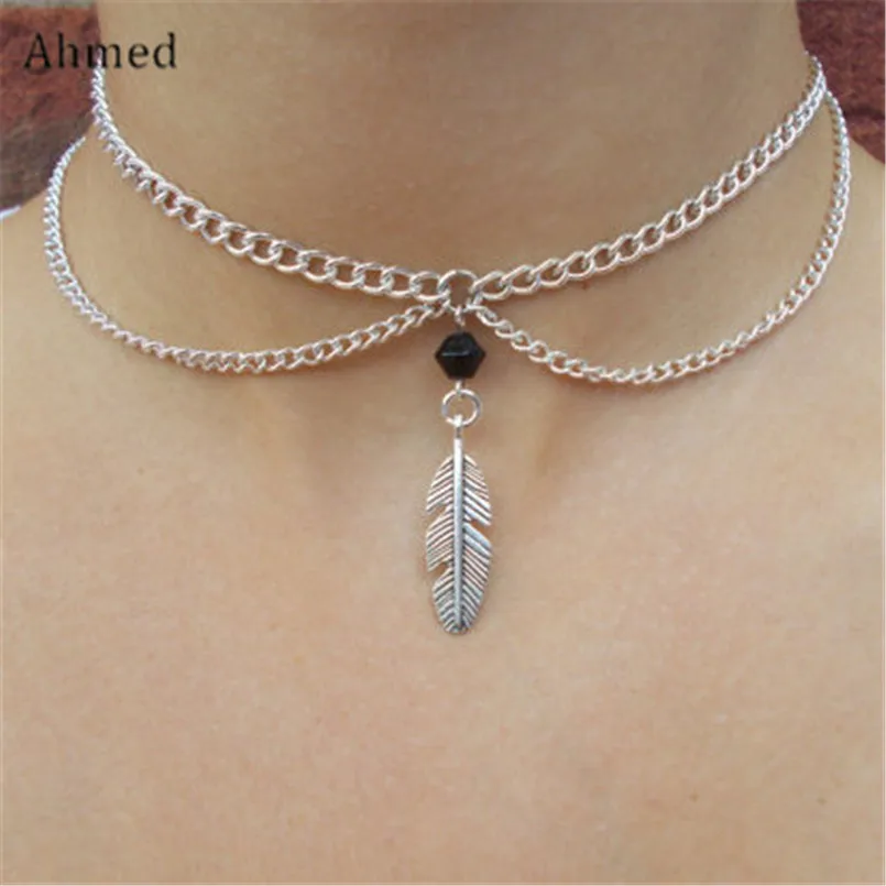 Ahmed Simple Gold Silver Small Leaves Pendant Double Layer Necklaces For Women Fashion Statement Chain Collar Bijoux Jewelry
Ahmed Simple Gold Silver Small Leaves Pendant Double Layer Necklaces For Women Fashion Statement Chain Collar Bijoux Jewelry