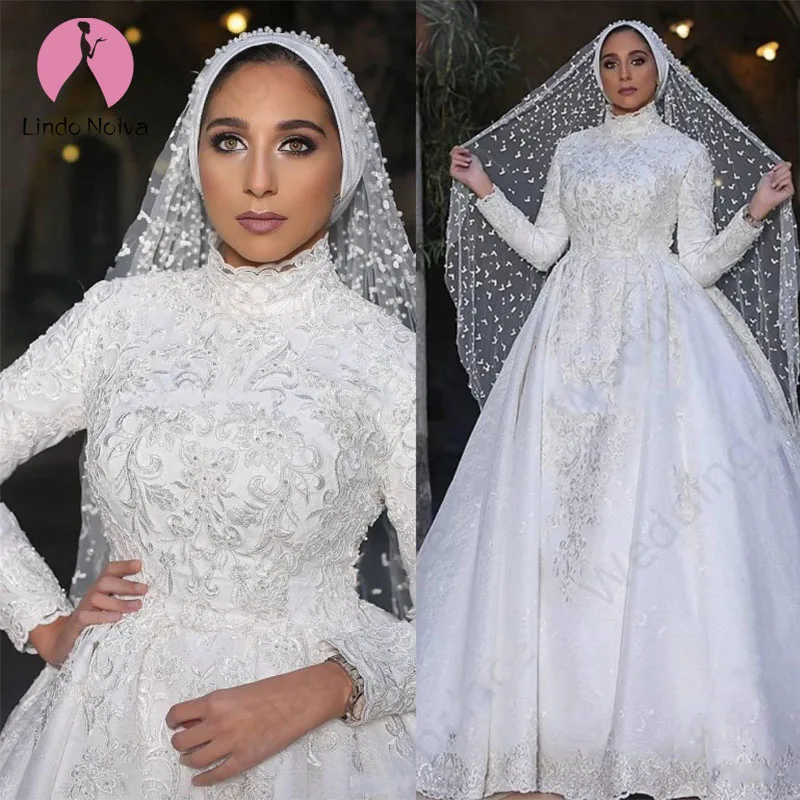 Robe de mariee Custom Made High Neck Long Sleeves Muslim Wedding Dresses 2019 Luxury Princess Lace Ball Gown Wedding Gowns
Robe de mariee Custom Made High Neck Long Sleeves Muslim Wedding Dresses 2019 Luxury Princess Lace Ball Gown Wedding Gowns