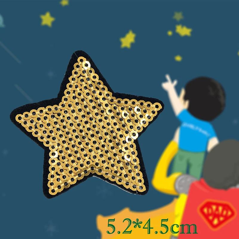 JOD 5.2*4.5cm Gold Sequin Star Iron on Patches for Clothes Applications Embroidery Patch Applique for Clothing Stickers Badges
JOD 5.2*4.5cm Gold Sequin Star Iron on Patches for Clothes Applications Embroidery Patch Applique for Clothing Stickers Badges