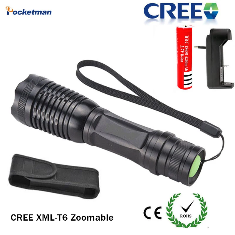 

Hot E17 XML T6 3800LM high power led torch zoomable led Flashlight torches for 18650 Rechargeable or AAA Battery