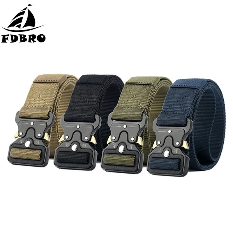 

FDBRO Army Military Tactical Belt Metal Buckle Nylon Belt Tactic Hunting Camping Equipment Training Waist Straps Combat Belts