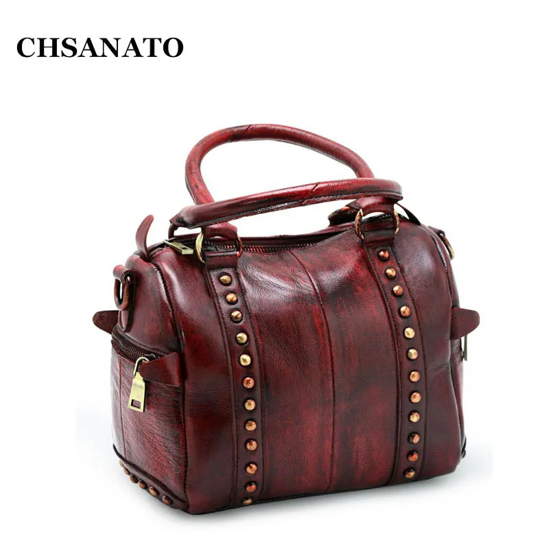 CHSANATO Vintage Genuine Leather Bags For Women 2020 New Leisure Trend Ladies Rivets Boston Bag For Girls Handbag
CHSANATO Vintage Genuine Leather Bags For Women 2020 New Leisure Trend Ladies Rivets Boston Bag For Girls Handbag