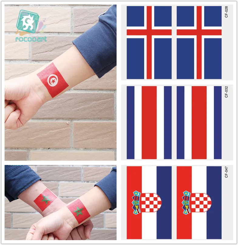 2018 футбольные игры татуировки наклейки с флагами лицом флаг Исландии КостаРики