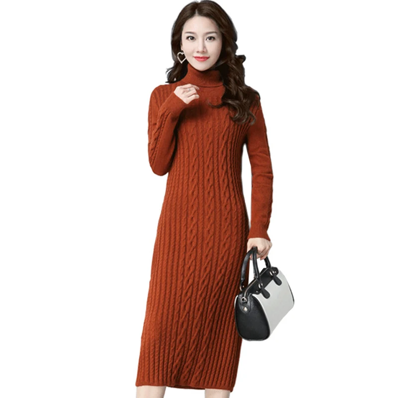 Long Turtleneck Sweater Dress Women 2018 New Winter Warm Pullover Knit Dress Slim Large Size Elasticity Sweater Dress Female 250
Long Turtleneck Sweater Dress Women 2018 New Winter Warm Pullover Knit Dress Slim Large Size Elasticity Sweater Dress Female 250