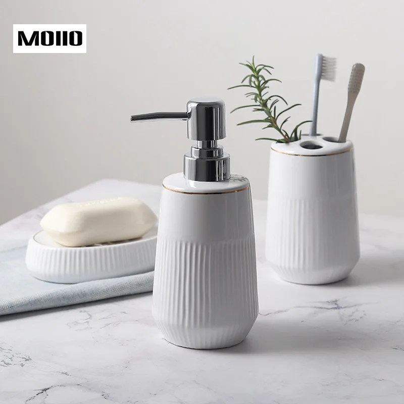 Bath Accessories Bathroom Set Ceramic Toothbrush Holder Soap Dish Lotion Dispenser 3PIC/Set Liquid Soap Dispenser Simple Design
Bath Accessories Bathroom Set Ceramic Toothbrush Holder Soap Dish Lotion Dispenser 3PIC/Set Liquid Soap Dispenser Simple Design