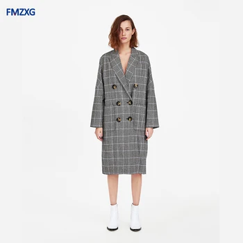 Women Autumn Winter Coats Warm Wool Blends Vintage Houndstooth Oversized High Quality Long Coat Female Double-breasted Jacket
Women Autumn Winter Coats Warm Wool Blends Vintage Houndstooth Oversized High Quality Long Coat Female Double-breasted Jacket