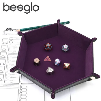 Dice PU Leather Folding Hexagon Tray w/Purple Velvet for RPG, DnD, Other Dice Games and Storage
Dice PU Leather Folding Hexagon Tray w/Purple Velvet for RPG, DnD, Other Dice Games and Storage