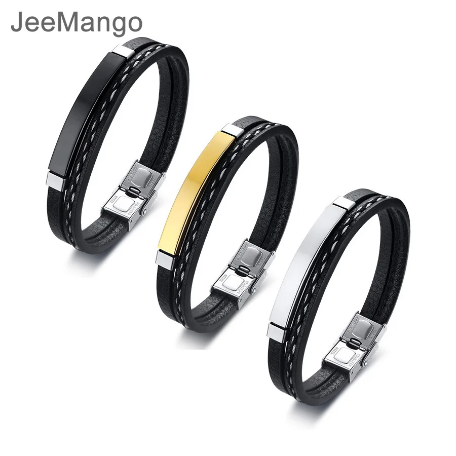 JeeMango Titanium Steel PU Bracelets Casual Personalized Charm Exquisite Accesories Party Black Men Bracciali Pulsera B19016
JeeMango Titanium Steel PU Bracelets Casual Personalized Charm Exquisite Accesories Party Black Men Bracciali Pulsera B19016