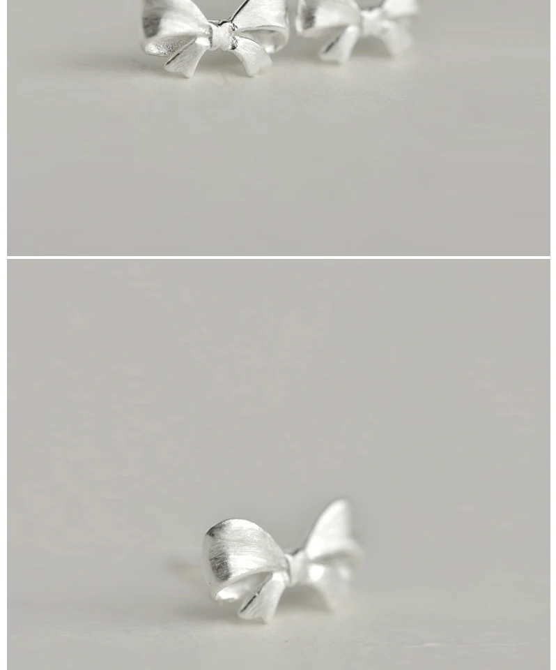 Exquisite 925 Sterling Silver Bowknot Stud Earrings For Women Girls Kids Fashion Minimalist Silver Jewelry Brincos de prata 925 (2)