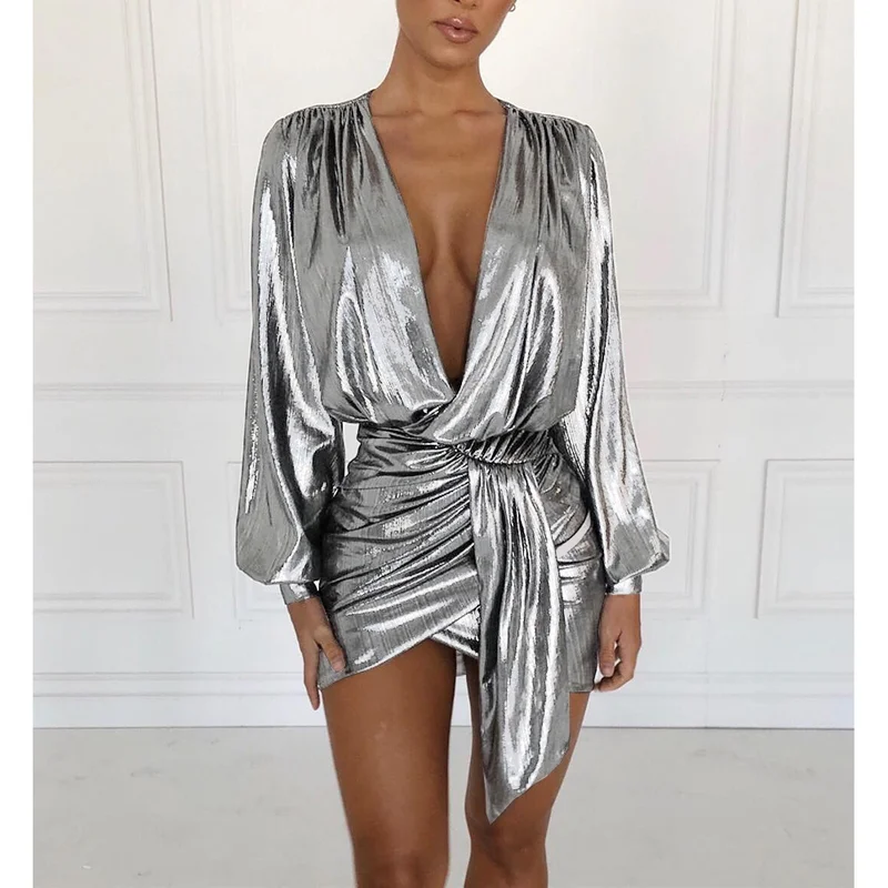Sexy Bronzing Spring Long Sleeve Sequins Dress Women Deep V Neck Bodycon Club Wear Hip Fold Dresses for Party Irregular Vestidos
Sexy Bronzing Spring Long Sleeve Sequins Dress Women Deep V Neck Bodycon Club Wear Hip Fold Dresses for Party Irregular Vestidos