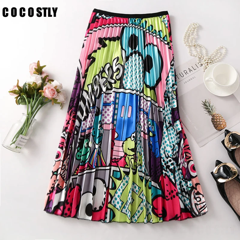 2019 Spring Summer Skirt Cartoon Pattern High Elasticity Pleated skirt High Street Style A-line Mid-Calf Christmas Faldas
2019 Spring Summer Skirt Cartoon Pattern High Elasticity Pleated skirt High Street Style A-line Mid-Calf Christmas Faldas