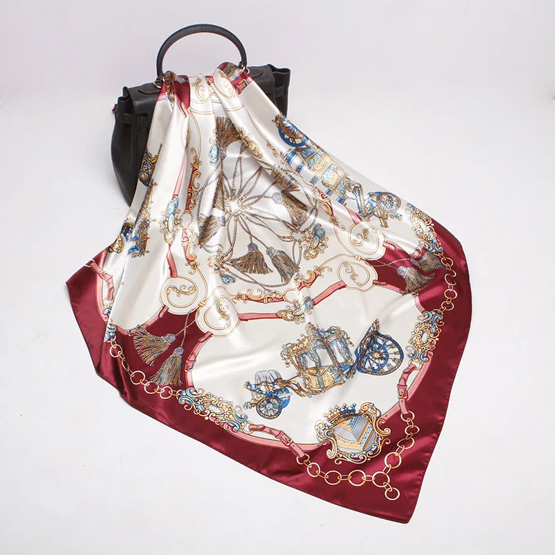 90cm*90cm Big Size Silk Square Scarf Carriage chain print Women Fashion Brand Imitated Silk Satin Shawl Hijab
90cm*90cm Big Size Silk Square Scarf Carriage chain print Women Fashion Brand Imitated Silk Satin Shawl Hijab