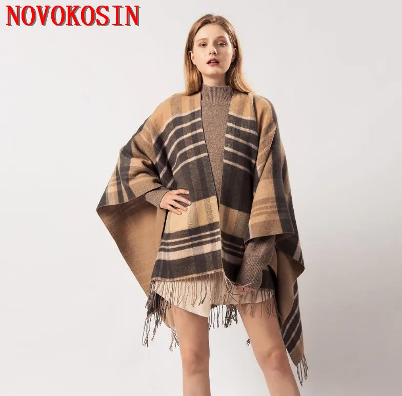 RS3 2019 New Fashion Ladies Striped Poncho Autumn Winter Lattice Wild Warm Shawl Two Style Cloak Tassel Long Cardigan
RS3 2019 New Fashion Ladies Striped Poncho Autumn Winter Lattice Wild Warm Shawl Two Style Cloak Tassel Long Cardigan