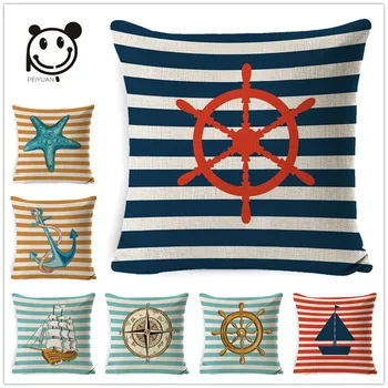 PEIYUAN New Design Anchor Nautical Custom Linen Print Boat Rudder Anchor Stripes Square Ocean Cushion Cover
PEIYUAN New Design Anchor Nautical Custom Linen Print Boat Rudder Anchor Stripes Square Ocean Cushion Cover