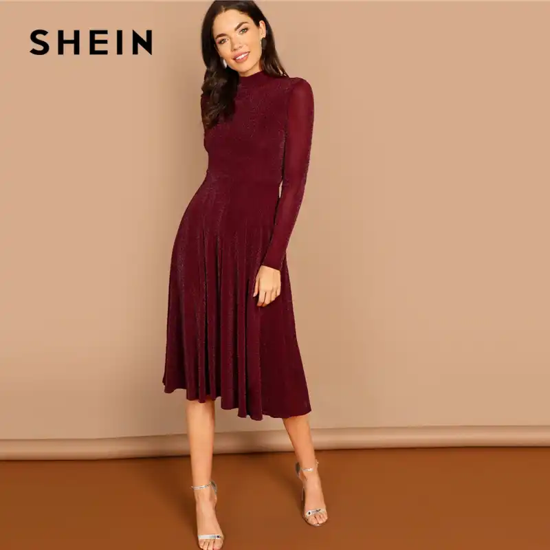 mock neck a line dress