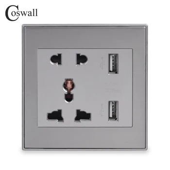 Coswall Stainless Steel Panel Universal Wall Socket 2.1A USB Charger 2 Ports USB Outlet Power Charger For Phone Grey / Gold
Coswall Stainless Steel Panel Universal Wall Socket 2.1A USB Charger 2 Ports USB Outlet Power Charger For Phone Grey / Gold