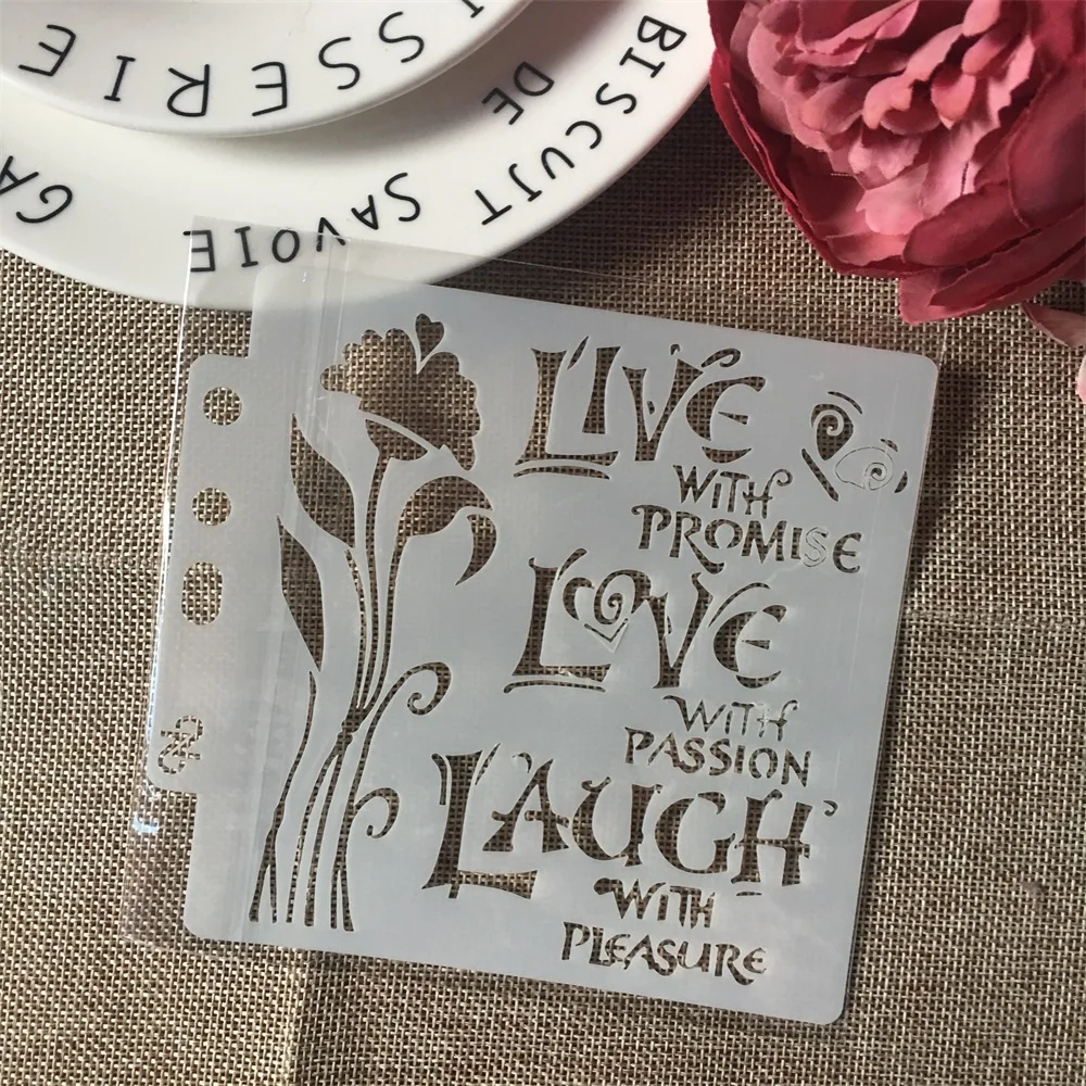 1Pcs 13cm 5.1" Love Live Laugh DIY Layering Stencils Wall Painting Scrapbook Coloring Embossing Album Decorative Paper Template
1Pcs 13cm 5.1" Love Live Laugh DIY Layering Stencils Wall Painting Scrapbook Coloring Embossing Album Decorative Paper Template
