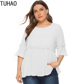 TUHAO 2019 BIG SIZE 5XL 4XL Wihte Pink Office Ladies Shirts Chiffon Blouse Ruffles Butterfly Sleeves Plus Sizes Blouses HC19 
TUHAO 2019 BIG SIZE 5XL 4XL Wihte Pink Office Ladies Shirts Chiffon Blouse Ruffles Butterfly Sleeves Plus Sizes Blouses HC19