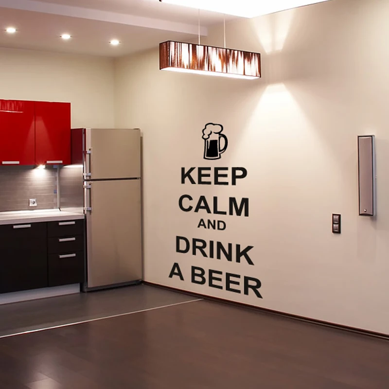 

Kitchen Character Wall Sticker Keep Calm And Drink A Beer Wall Decals Vinyl Removable Living Room Wall Decor Stickers
