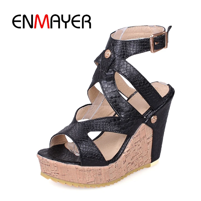 ENMAYER 2018 New arrival women basic buckle strap lady solid wedges platform high heel sandals big size 34-43 ZYL246
ENMAYER 2018 New arrival women basic buckle strap lady solid wedges platform high heel sandals big size 34-43 ZYL246