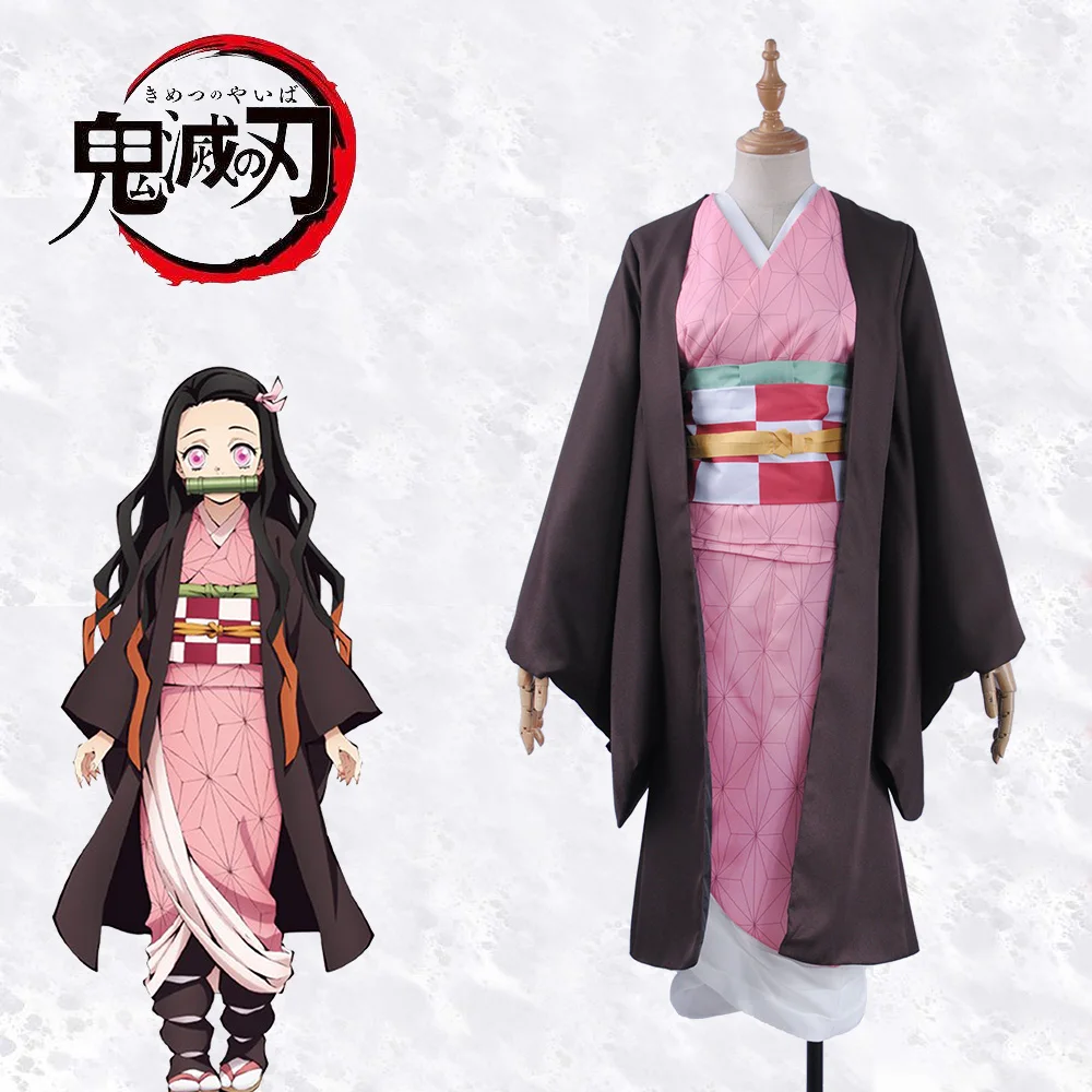 Аниме Demon Slayer: Kimetsu no Yaiba Kamado Nezuko костюм для косплея XS XL розовый кимоно куртка пояс