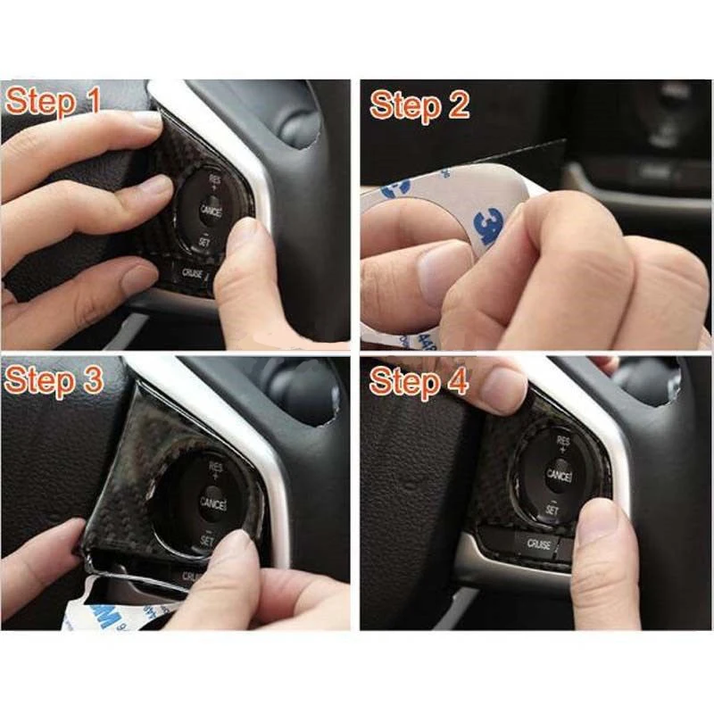 JX-LCLYL 2PCS Interior Steering Wheel Button Cover Trim Decoration for Honda Civic 2016