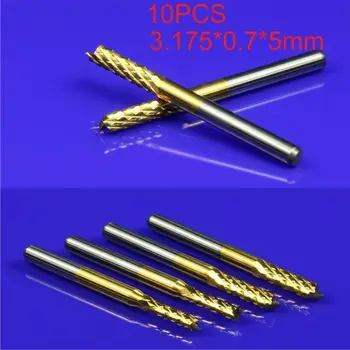 10pcs Titanium Coated 3.175X0.7X5mm Carbide Engraving Bit CNC/PCB Machine Milling Cutter
10pcs Titanium Coated 3.175X0.7X5mm Carbide Engraving Bit CNC/PCB Machine Milling Cutter