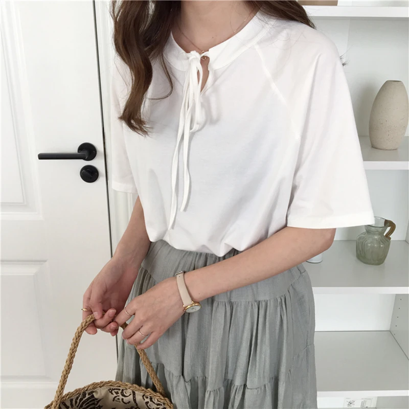 5 Solid Color Korean Tshirt Women Harajuku Kawaii Japanese Lace-up Summer Top Black Simple Young Sweet Pink White T Shirt Femme
5 Solid Color Korean Tshirt Women Harajuku Kawaii Japanese Lace-up Summer Top Black Simple Young Sweet Pink White T Shirt Femme