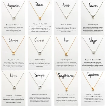 12 Constellation Pendant Necklace For Women Zodiac Sign Kolye Necklace Leo Libra Aries Wish Card Fashion Jewelry Birthday Gifts
12 Constellation Pendant Necklace For Women Zodiac Sign Kolye Necklace Leo Libra Aries Wish Card Fashion Jewelry Birthday Gifts
