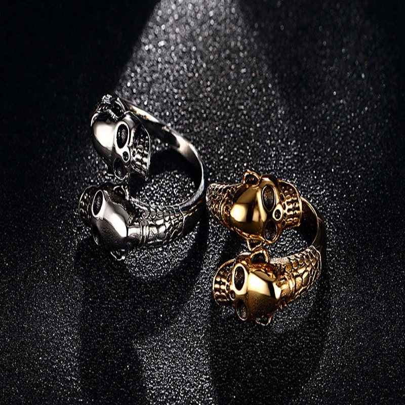 Fashion Stainless Steel Ring Men Punk Skull Rings Snake Body Skull Ring For Men Open Adjustable Domineering Creativity Jewelry
Fashion Stainless Steel Ring Men Punk Skull Rings Snake Body Skull Ring For Men Open Adjustable Domineering Creativity Jewelry