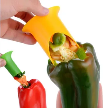 

1SET 2in1 Pepper Chili Bell Jalapeno Corer Seed Remover Green Pepper Chilli Cutter Slicer Fruit Peeler Kitchen Utensil OK 0235