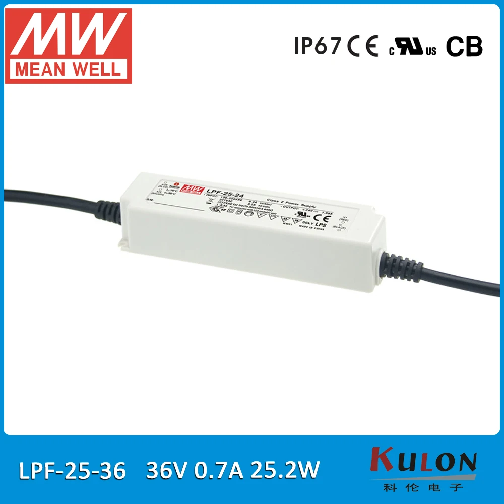 Original Meanwell LPF-25-36 25W 0.7A 36V led Power Supply waterproof 36V 25W IP67 with PFC
Original Meanwell LPF-25-36 25W 0.7A 36V led Power Supply waterproof 36V 25W IP67 with PFC