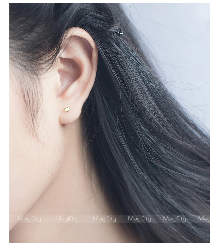 Women Korean Minimalist 925 Earrings Girls Children Gold Color Tiny Heart Sterling Silver Stud Earrings Kinderen Orecchini Cuore (1)