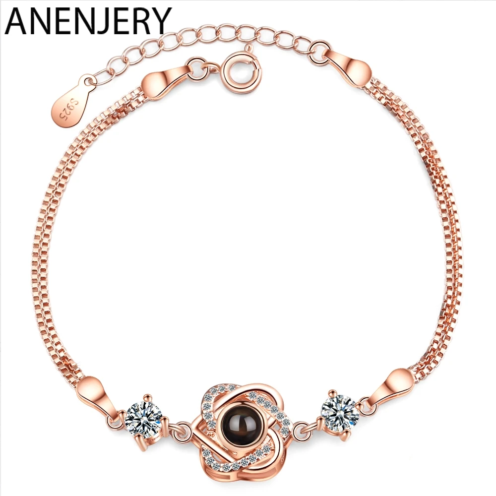 ANENJERY 925 Sterling Silver Zircon Love Heart Bracelets Projection Language Jewelry For Women S-B246
ANENJERY 925 Sterling Silver Zircon Love Heart Bracelets Projection Language Jewelry For Women S-B246
