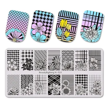 BeautyBigBang Nail Stamping Plates Striped Flower Block Sunflower Chrysanthemums Image Stamping Plate Nail Art Template XL-024
BeautyBigBang Nail Stamping Plates Striped Flower Block Sunflower Chrysanthemums Image Stamping Plate Nail Art Template XL-024