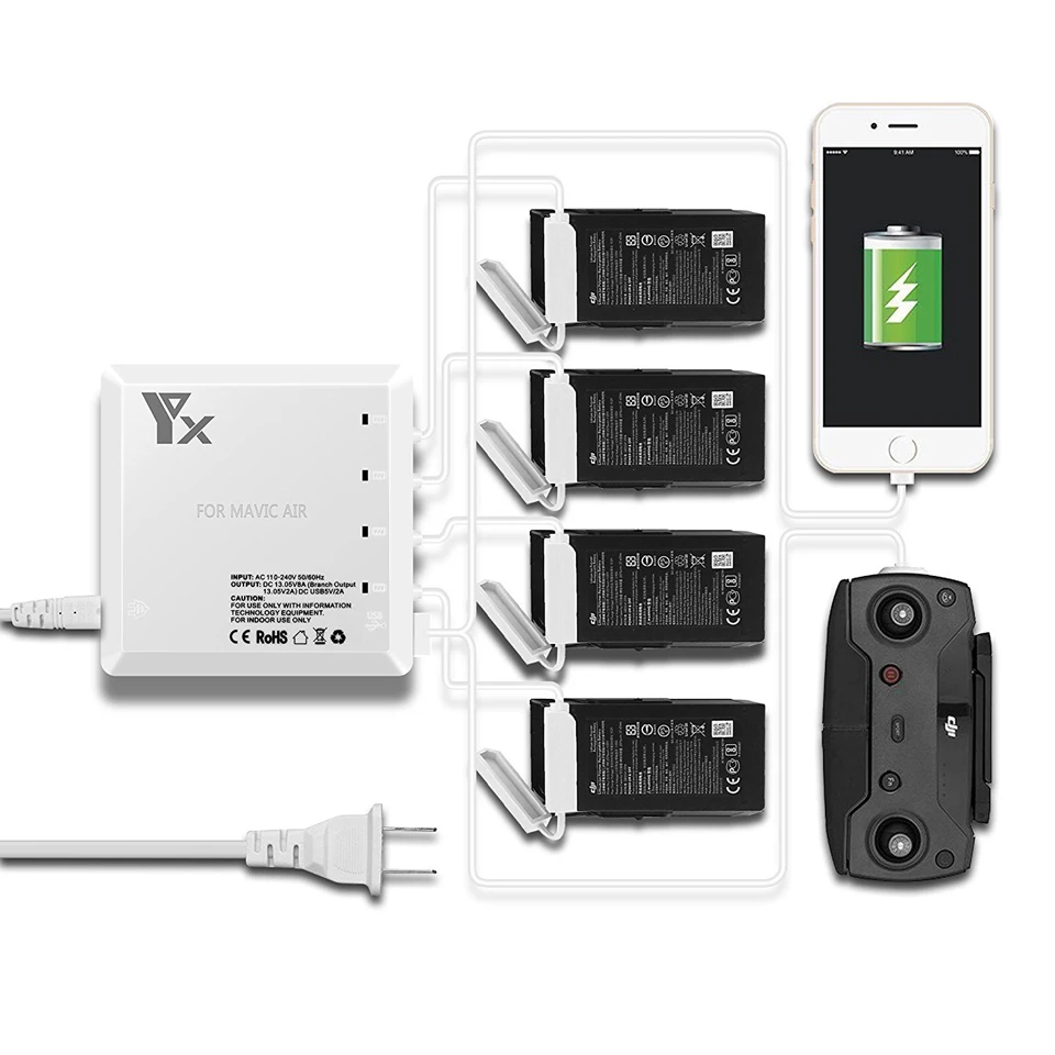 DJI Mavic Air 6 in 1 Rapid Parallel Battery Charger Smart Multi Battery Intelligent Charging Hub Charging Accessories
DJI Mavic Air 6 in 1 Rapid Parallel Battery Charger Smart Multi Battery Intelligent Charging Hub Charging Accessories