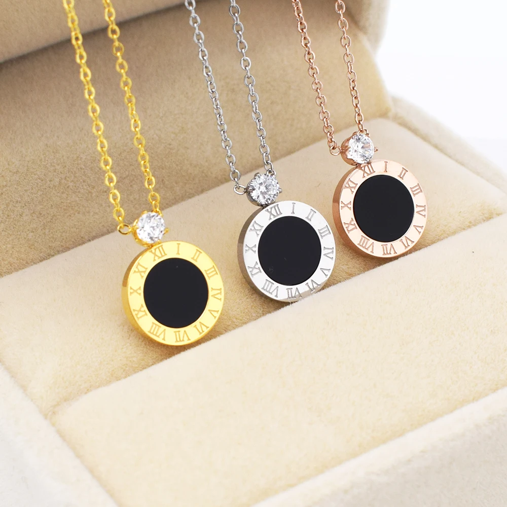 Top Quality New Design Necklace Stainless Steel Black Shells Necklace Roman Numerals Zircon Necklaces For Women Best Gift
Top Quality New Design Necklace Stainless Steel Black Shells Necklace Roman Numerals Zircon Necklaces For Women Best Gift