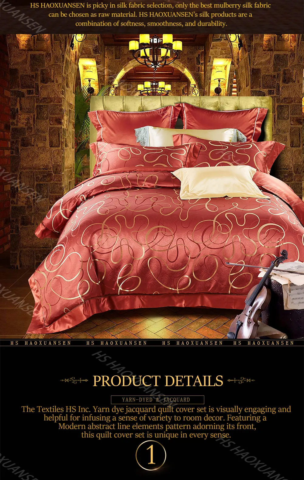 De Hyper Harmonizer Yarn Dyed Jacquard 4pieces Bedding Sets 100