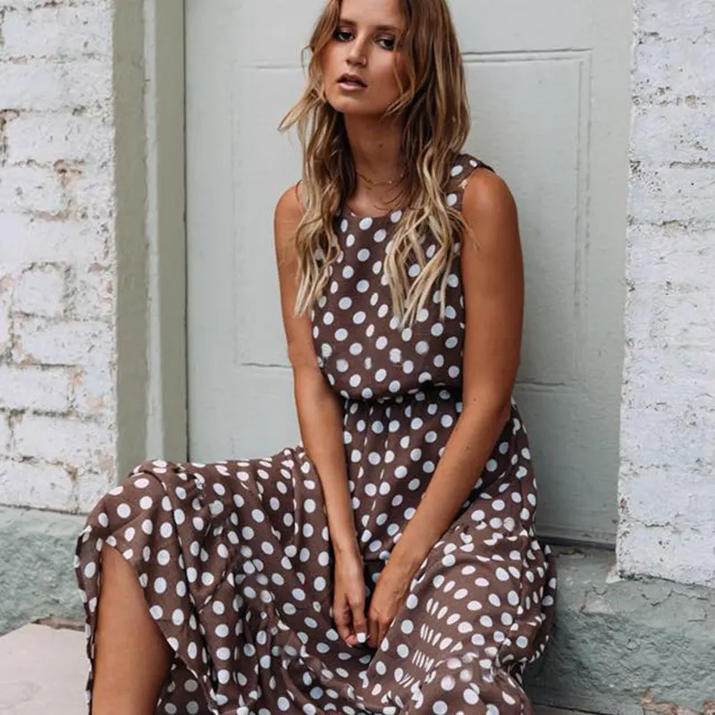 Susi&Rita Long Beach Dress Women Casual Summer Sleeveless Dress Vintage Polka Dot Print Ladies Maxi Dresses Vestidos Strand Jurk
Susi&Rita Long Beach Dress Women Casual Summer Sleeveless Dress Vintage Polka Dot Print Ladies Maxi Dresses Vestidos Strand Jurk
