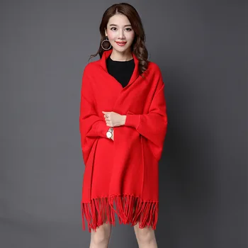 638828 women's autumn and winter new knitted cardigan imitation double-sided bat sleeve embroidery Tassel women's Cape shawl
638828 women's autumn and winter new knitted cardigan imitation double-sided bat sleeve embroidery Tassel women's Cape shawl