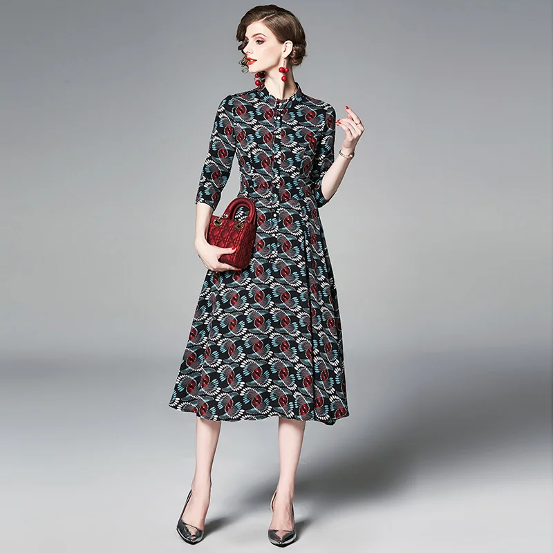 2019 Vintage Elegant Summer Women Print Dress Female Casual Office Three Quarter Sleeve O-neck A-Line Retro Midi Dresses
2019 Vintage Elegant Summer Women Print Dress Female Casual Office Three Quarter Sleeve O-neck A-Line Retro Midi Dresses