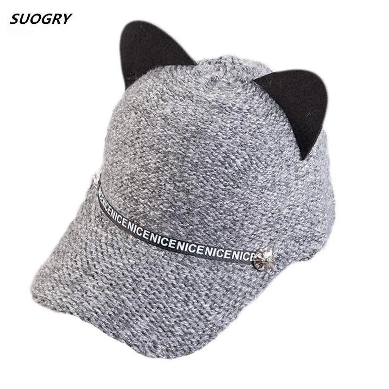 2018 New Women Winter Caps Fashion Woman Knitting Baseball Cap Cute Cat Ear Baseball Caps Casual letter Band Visor Caps
2018 New Women Winter Caps Fashion Woman Knitting Baseball Cap Cute Cat Ear Baseball Caps Casual letter Band Visor Caps