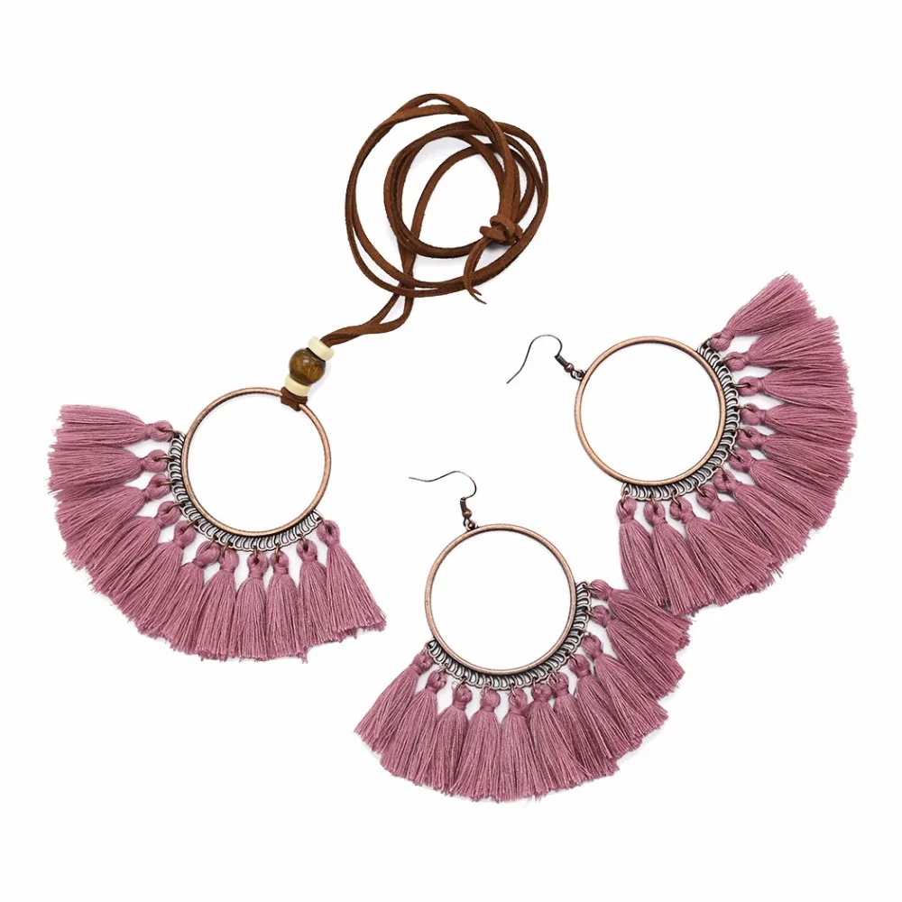 Bohemian Ethnic Colorful Tassel Jewelry Sets For Women Handmade Weave Long Tassel Earrings Necklace Set Pendant Sweater Chain
Bohemian Ethnic Colorful Tassel Jewelry Sets For Women Handmade Weave Long Tassel Earrings Necklace Set Pendant Sweater Chain